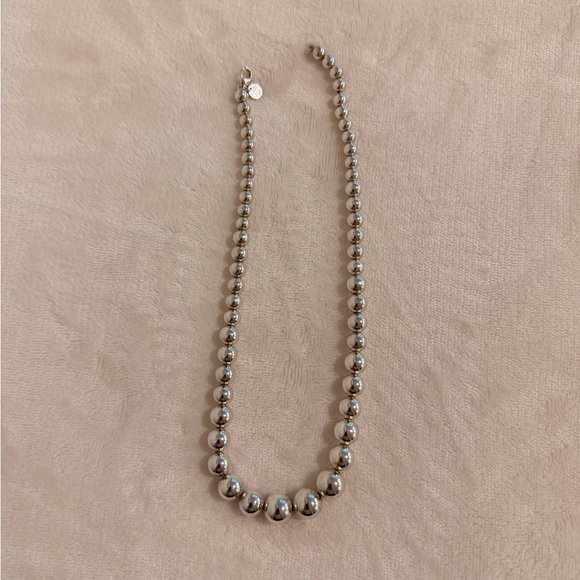 Tiffany & Co Sterling Silver 16” Graduated Bead Ball Necklace w/ Box & Pouch - Picture 4 of 12